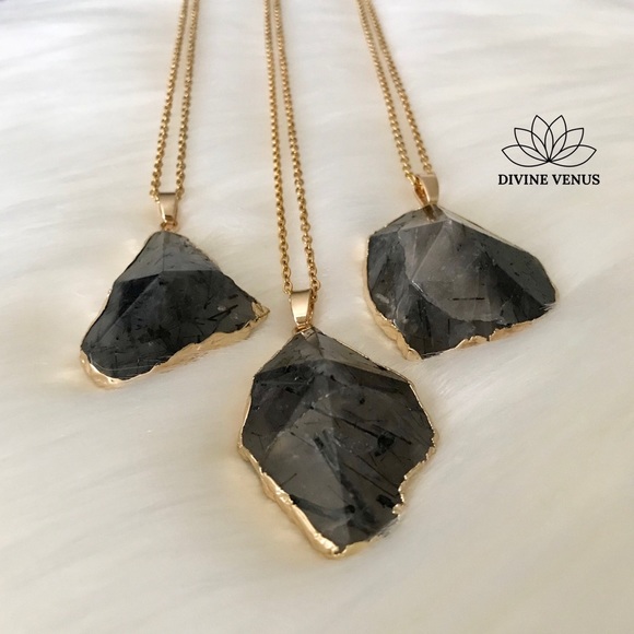 Tourmalinated Quartz Pendant Necklace - Picture 4 of 9